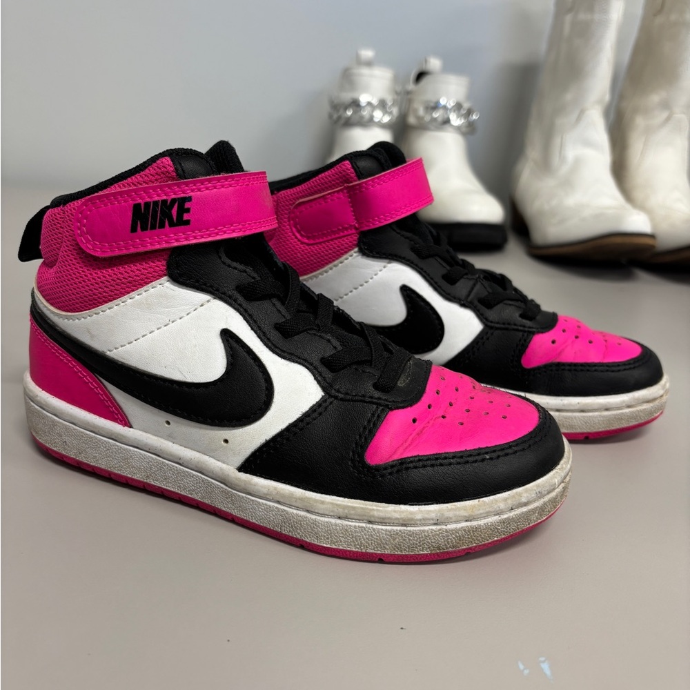 Nike Kids High-Top Sneakers — Hot Pink / Black / White
